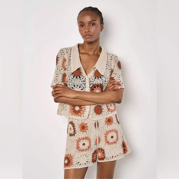 APRICOT Pants - APRICOT 🍑 - Crochet Cream and Rust - SHORTS ONLY